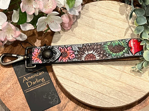 American Darling Tooled Leather Wristlet/Key Strap