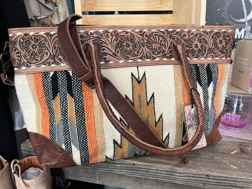 American Darling Leather Saddle Aztec Large Bag
