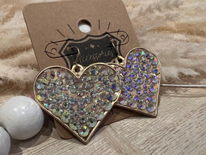 806 Heart Earrings - Gold/AB