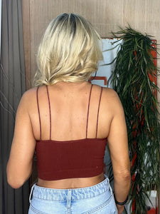 Ribbed Cami Bralette- Rust