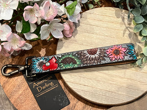 American Darling Tooled Leather Wristlet/Key Strap